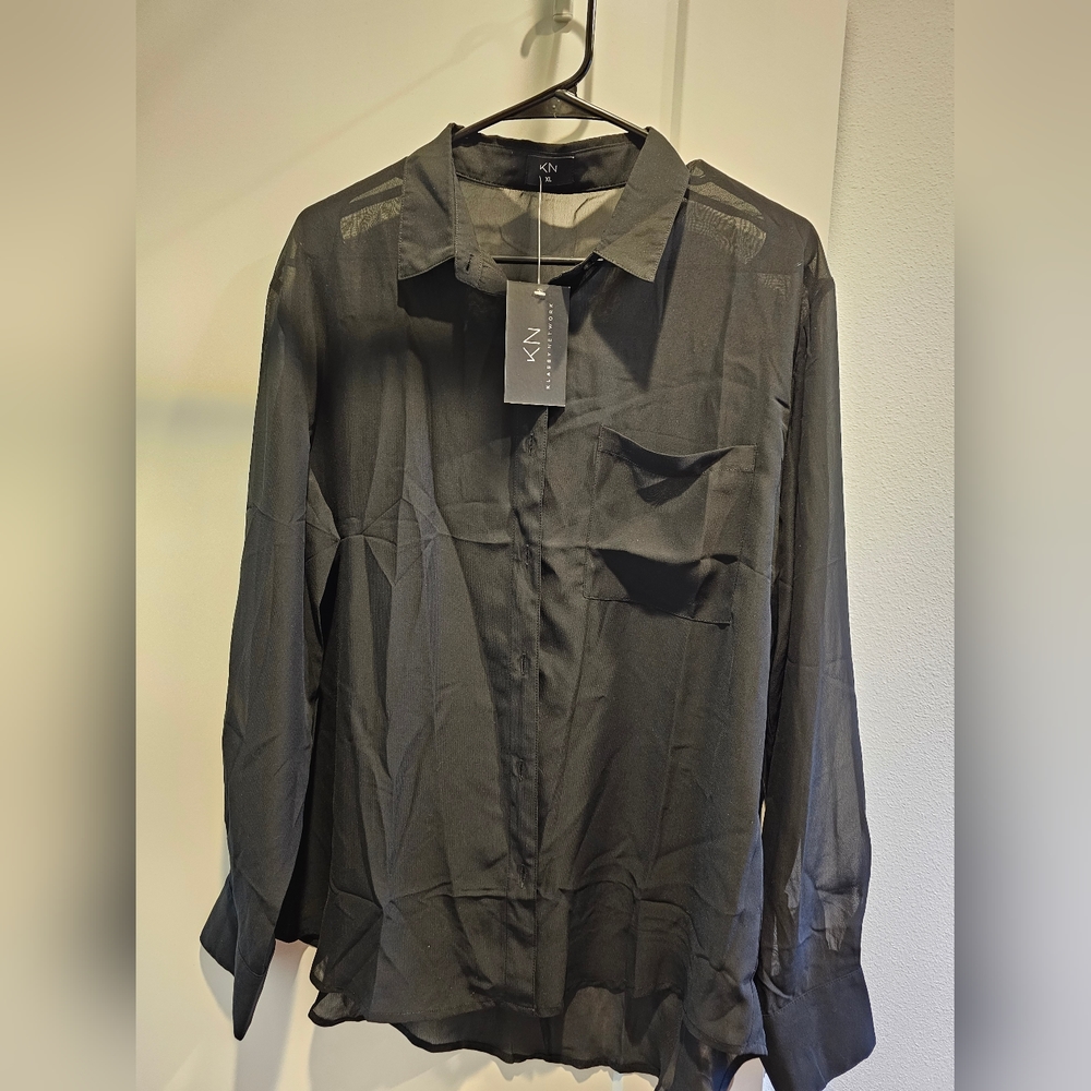 Klass Network Sheer Long Sleeve Button Up